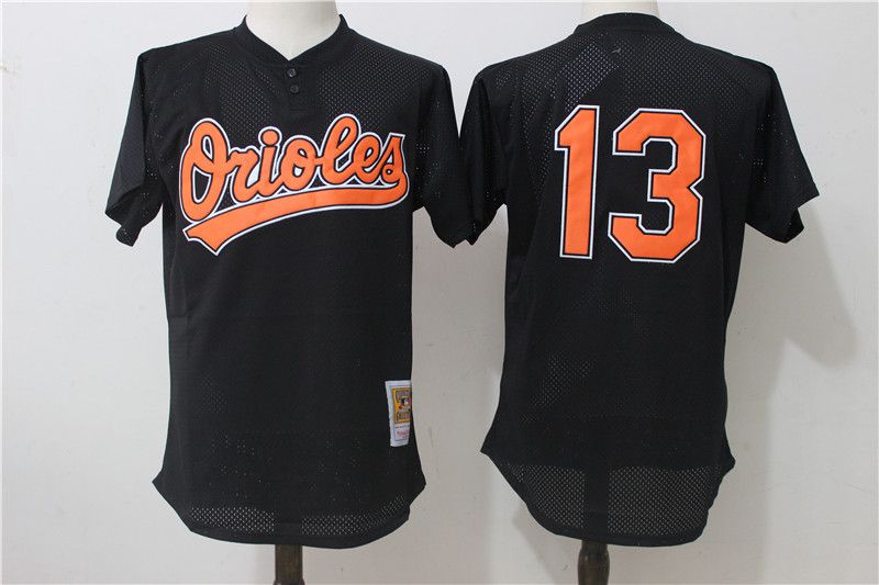 Men Baltimore Orioles #13 Manny Machado Black Mesh Throwback MLB Jerseys->baltimore orioles->MLB Jersey